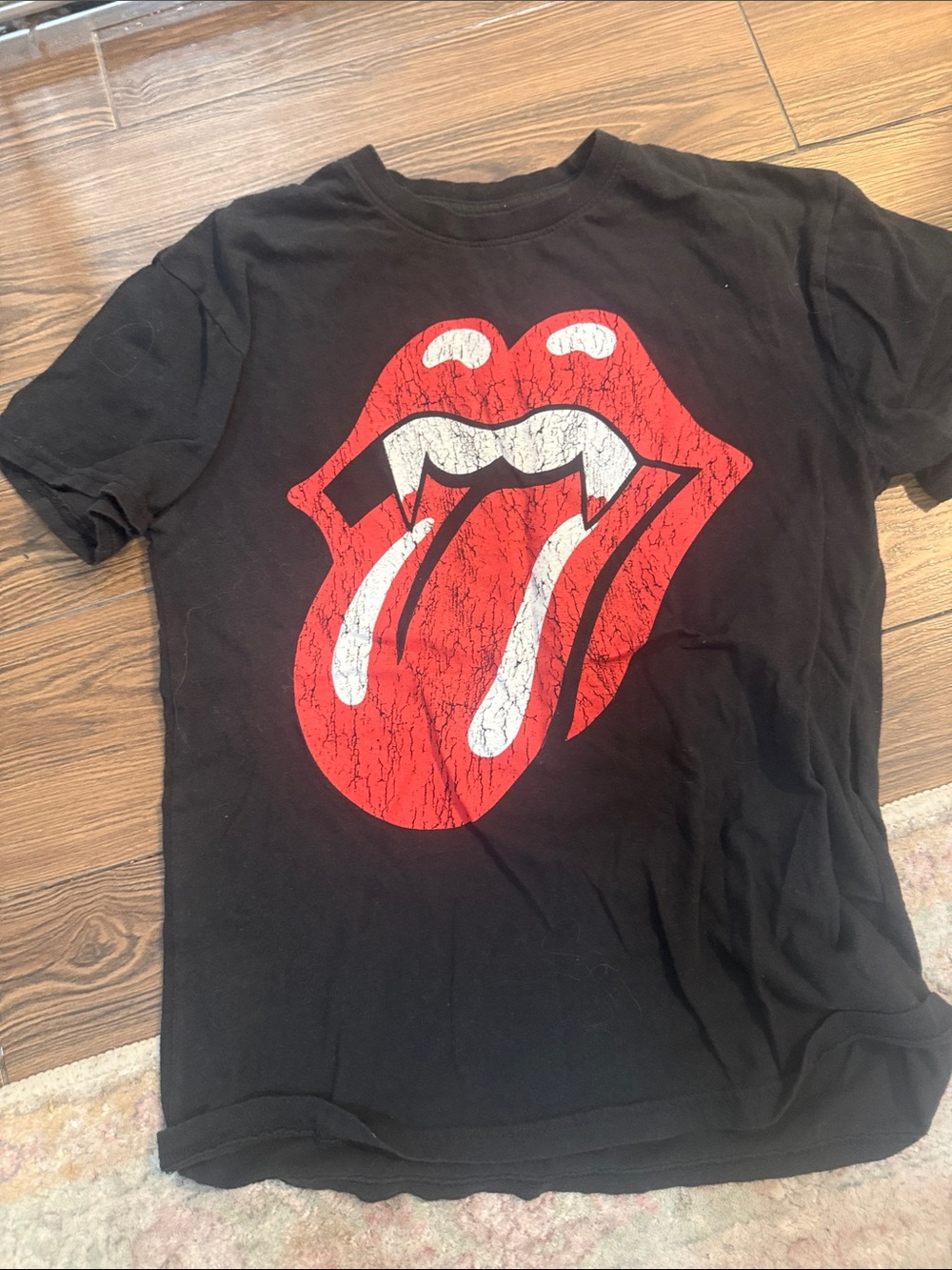 The Rolling Stones Black Tee with Red Drip Logo
